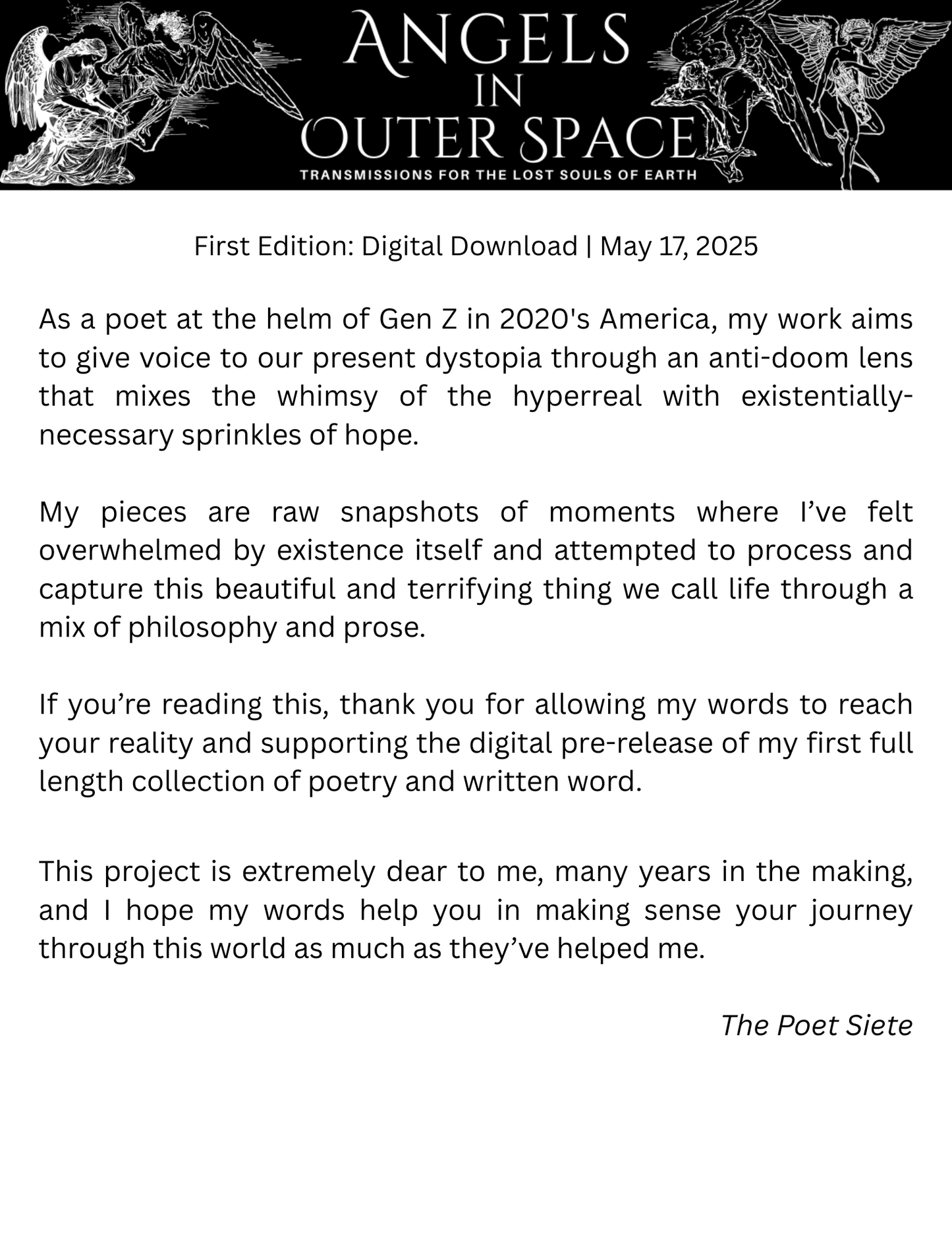 Angels in Outer Space First Edition (DIGITAL DOWNLOAD)